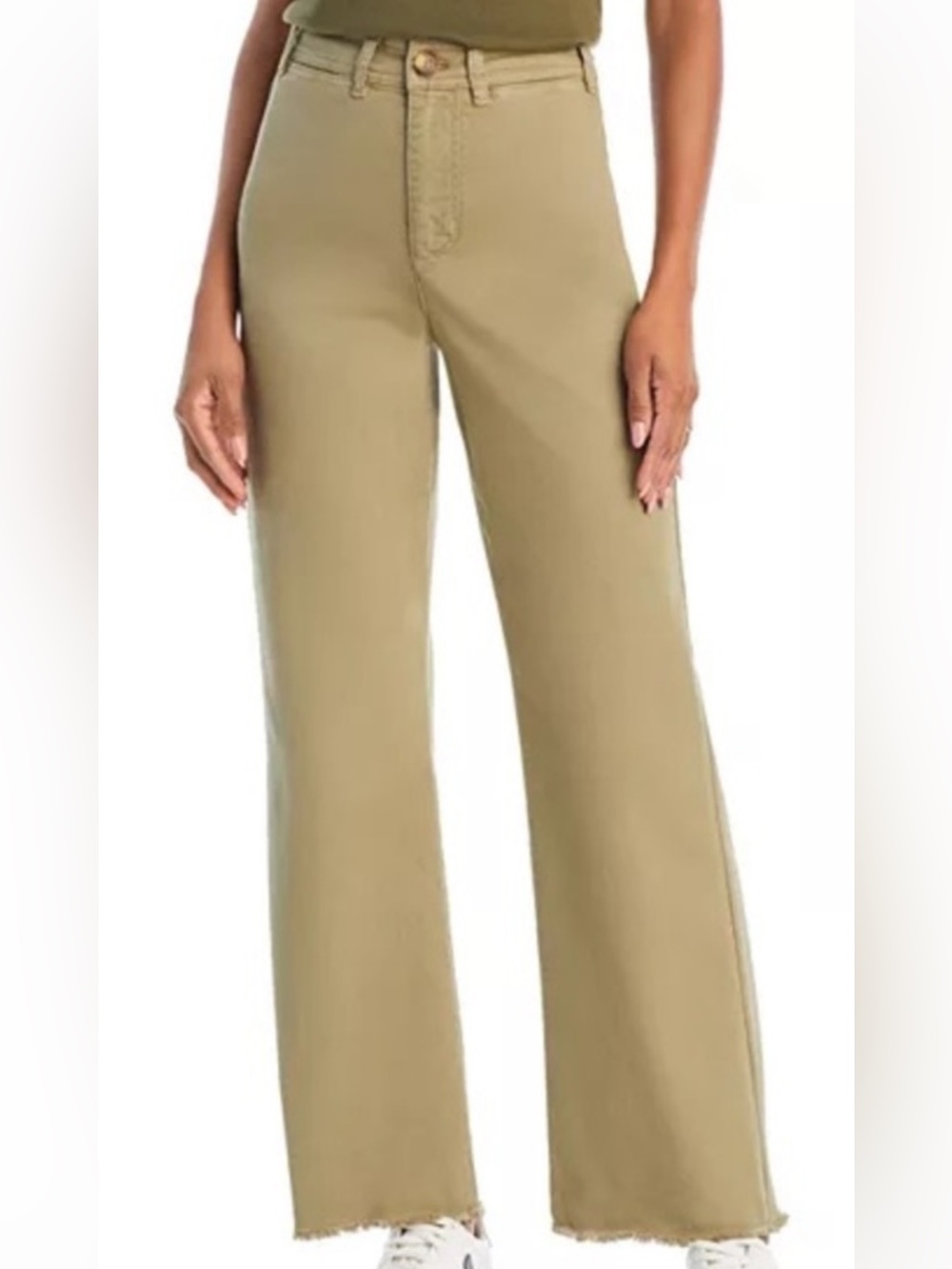 Marine Layer wide leg raw hem pants light olive tag size 4, runs like a 2